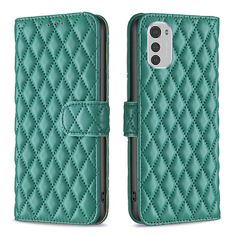 Funda de Cuero Cartera con Soporte Carcasa B01F para Motorola Moto E32 Verde