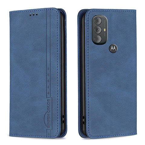 Funda de Cuero Cartera con Soporte Carcasa B01F para Motorola Moto G Power (2022) Azul