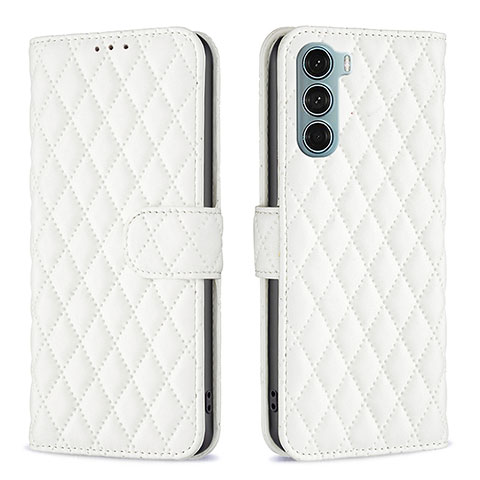 Funda de Cuero Cartera con Soporte Carcasa B01F para Motorola Moto G200 5G Blanco