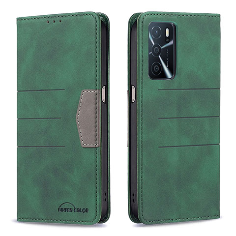 Funda de Cuero Cartera con Soporte Carcasa B01F para Oppo A16s Verde