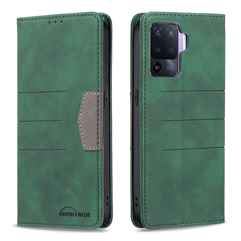 Funda de Cuero Cartera con Soporte Carcasa B01F para Oppo A94 4G Verde