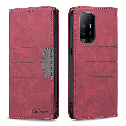 Funda de Cuero Cartera con Soporte Carcasa B01F para Oppo A94 5G Rojo