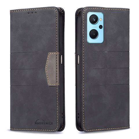 Funda de Cuero Cartera con Soporte Carcasa B01F para Oppo A96 4G Negro