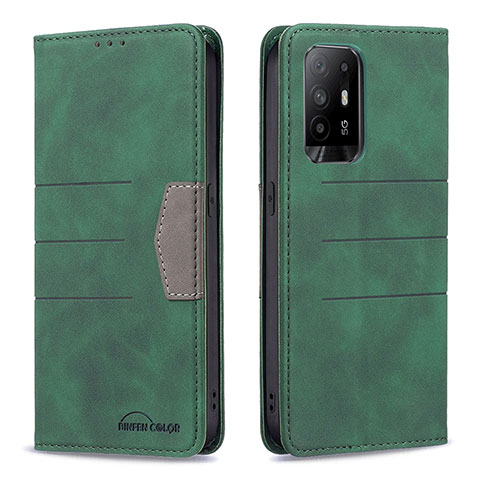 Funda de Cuero Cartera con Soporte Carcasa B01F para Oppo F19 Pro+ Plus 5G Verde