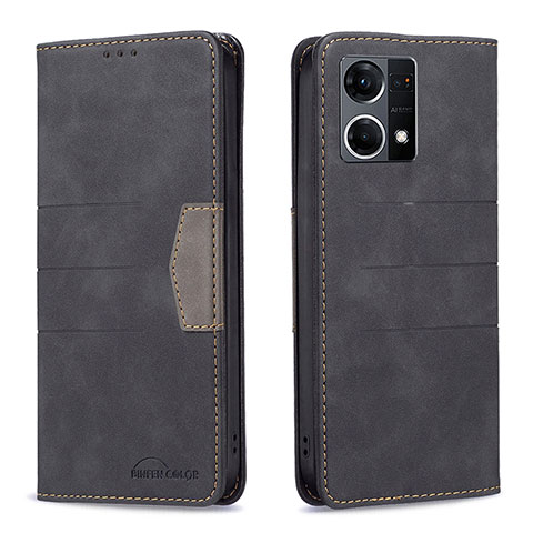 Funda de Cuero Cartera con Soporte Carcasa B01F para Oppo F21 Pro 4G Negro