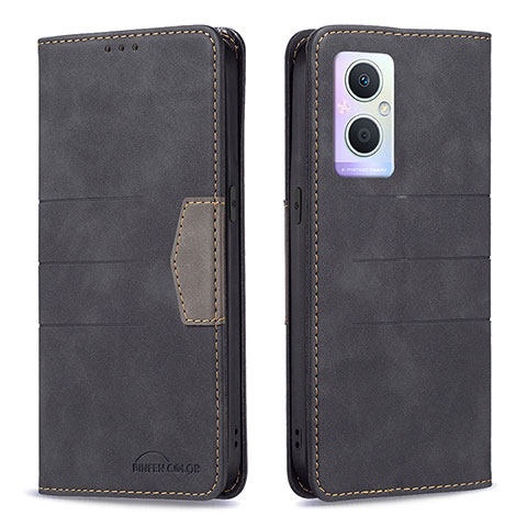 Funda de Cuero Cartera con Soporte Carcasa B01F para Oppo F21s Pro 5G Negro