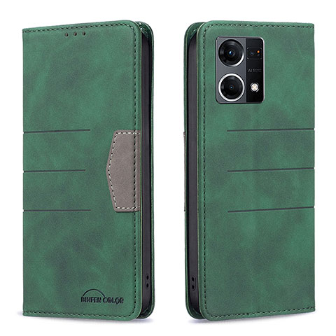 Funda de Cuero Cartera con Soporte Carcasa B01F para Oppo Reno7 4G Verde