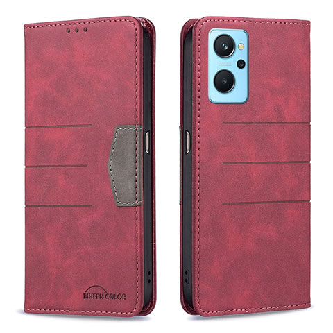 Funda de Cuero Cartera con Soporte Carcasa B01F para Realme 9i 4G Rojo