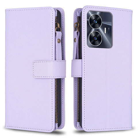 Funda de Cuero Cartera con Soporte Carcasa B01F para Realme Narzo N55 Purpura Claro