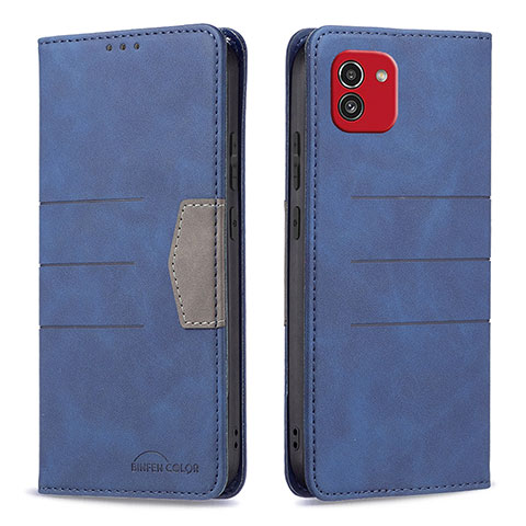 Funda de Cuero Cartera con Soporte Carcasa B01F para Samsung Galaxy A03 Azul