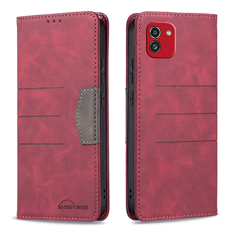 Funda de Cuero Cartera con Soporte Carcasa B01F para Samsung Galaxy A03 Rojo