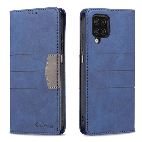 Funda de Cuero Cartera con Soporte Carcasa B01F para Samsung Galaxy A12 Nacho Azul