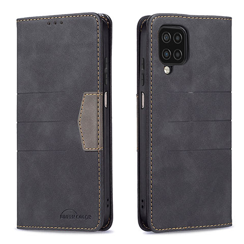 Funda de Cuero Cartera con Soporte Carcasa B01F para Samsung Galaxy A12 Nacho Negro