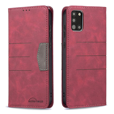 Funda de Cuero Cartera con Soporte Carcasa B01F para Samsung Galaxy A31 Rojo