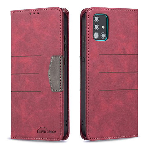 Funda de Cuero Cartera con Soporte Carcasa B01F para Samsung Galaxy A51 4G Rojo