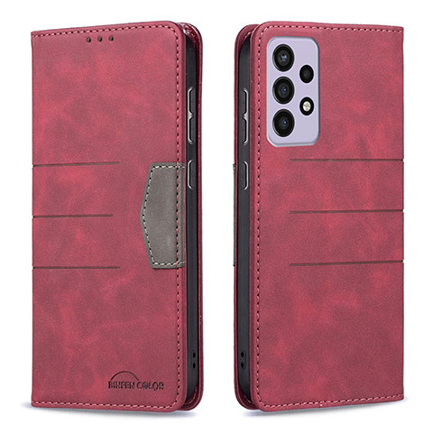 Funda de Cuero Cartera con Soporte Carcasa B01F para Samsung Galaxy A73 5G Rojo