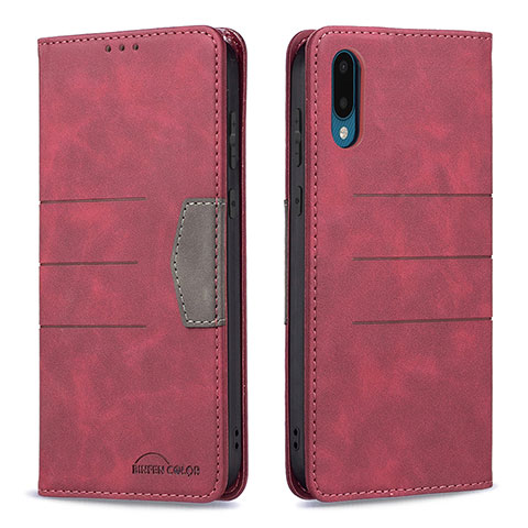 Funda de Cuero Cartera con Soporte Carcasa B01F para Samsung Galaxy M02 Rojo