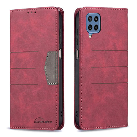 Funda de Cuero Cartera con Soporte Carcasa B01F para Samsung Galaxy M32 4G Rojo