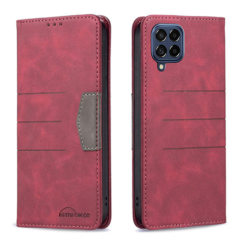 Funda de Cuero Cartera con Soporte Carcasa B01F para Samsung Galaxy M53 5G Rojo