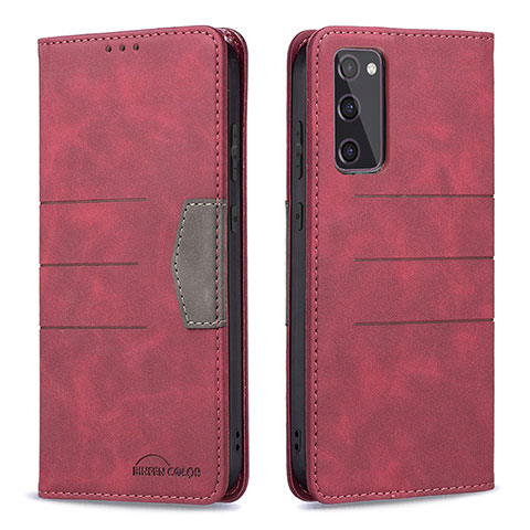 Funda de Cuero Cartera con Soporte Carcasa B01F para Samsung Galaxy S20 FE 5G Rojo