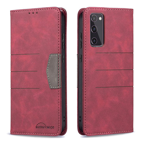 Funda de Cuero Cartera con Soporte Carcasa B01F para Samsung Galaxy S20 Lite 5G Rojo