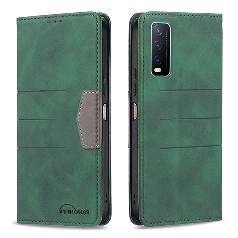 Funda de Cuero Cartera con Soporte Carcasa B01F para Vivo Y20 (2021) Verde