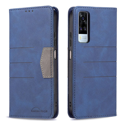 Funda de Cuero Cartera con Soporte Carcasa B01F para Vivo Y31 (2021) Azul