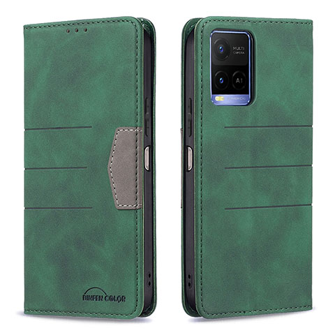 Funda de Cuero Cartera con Soporte Carcasa B01F para Vivo Y33s Verde