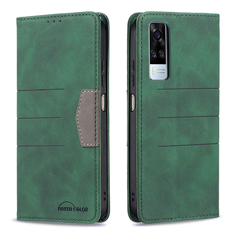 Funda de Cuero Cartera con Soporte Carcasa B01F para Vivo Y51 (2021) Verde