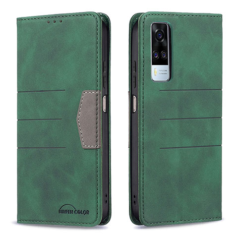 Funda de Cuero Cartera con Soporte Carcasa B01F para Vivo Y51A Verde