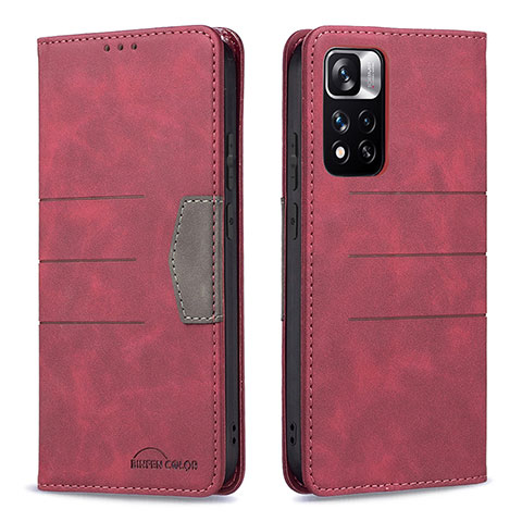 Funda de Cuero Cartera con Soporte Carcasa B01F para Xiaomi Mi 11i 5G (2022) Rojo