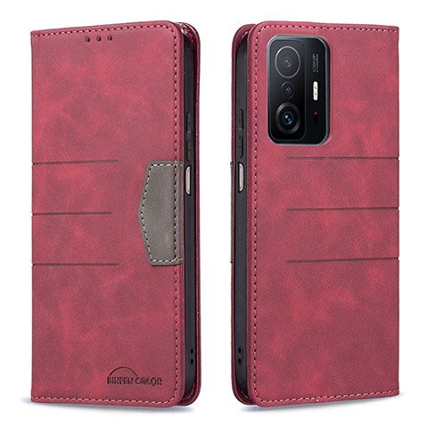 Funda de Cuero Cartera con Soporte Carcasa B01F para Xiaomi Mi 11T 5G Rojo