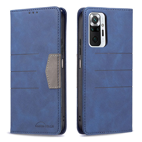 Funda de Cuero Cartera con Soporte Carcasa B01F para Xiaomi Redmi Note 10 Pro 4G Azul