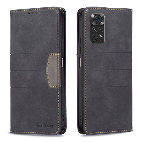 Funda de Cuero Cartera con Soporte Carcasa B01F para Xiaomi Redmi Note 11 4G (2022) Negro