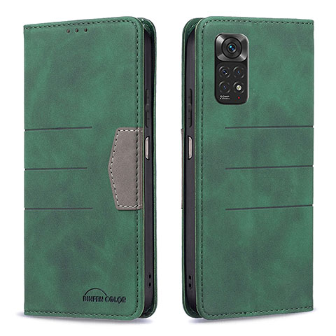 Funda de Cuero Cartera con Soporte Carcasa B01F para Xiaomi Redmi Note 11 4G (2022) Verde