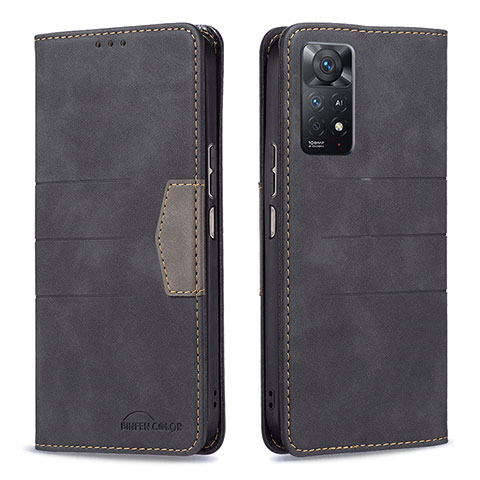 Funda de Cuero Cartera con Soporte Carcasa B01F para Xiaomi Redmi Note 11 Pro 5G Negro