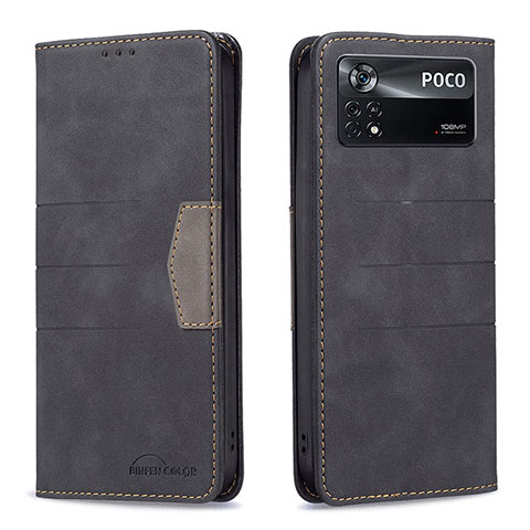 Funda de Cuero Cartera con Soporte Carcasa B01F para Xiaomi Redmi Note 11E Pro 5G Negro