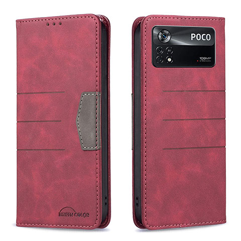 Funda de Cuero Cartera con Soporte Carcasa B01F para Xiaomi Redmi Note 11E Pro 5G Rojo