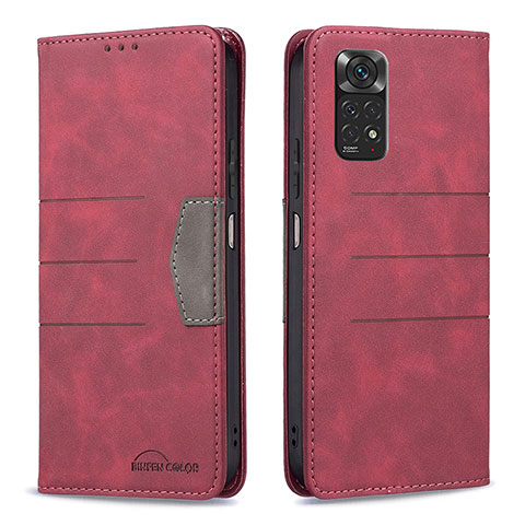 Funda de Cuero Cartera con Soporte Carcasa B01F para Xiaomi Redmi Note 11S 4G Rojo