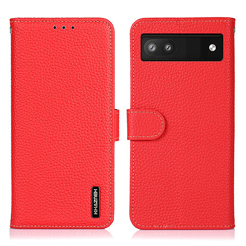 Funda de Cuero Cartera con Soporte Carcasa B01H para Google Pixel 6a 5G Rojo