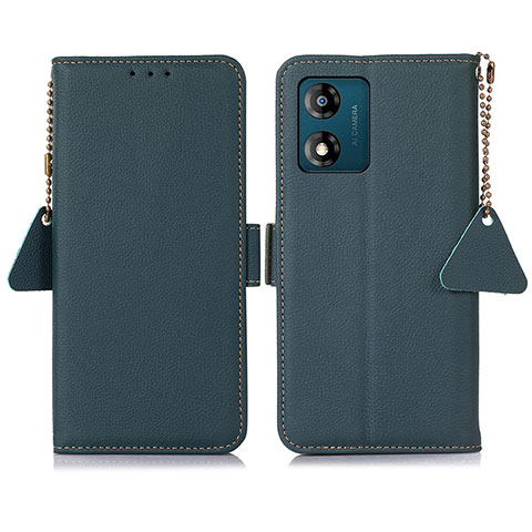 Funda de Cuero Cartera con Soporte Carcasa B01H para Motorola Moto E13 Verde