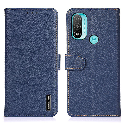 Funda de Cuero Cartera con Soporte Carcasa B01H para Motorola Moto E20 Azul