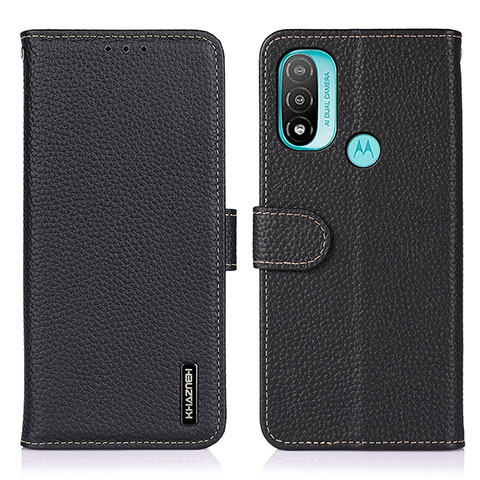 Funda de Cuero Cartera con Soporte Carcasa B01H para Motorola Moto E30 Negro