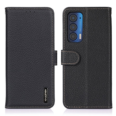 Funda de Cuero Cartera con Soporte Carcasa B01H para Motorola Moto Edge (2021) 5G Negro