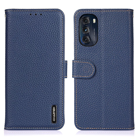 Funda de Cuero Cartera con Soporte Carcasa B01H para Motorola Moto G 5G (2022) Azul