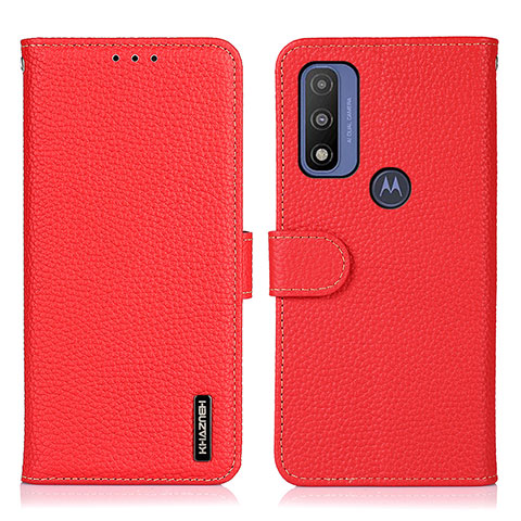 Funda de Cuero Cartera con Soporte Carcasa B01H para Motorola Moto G Pure Rojo