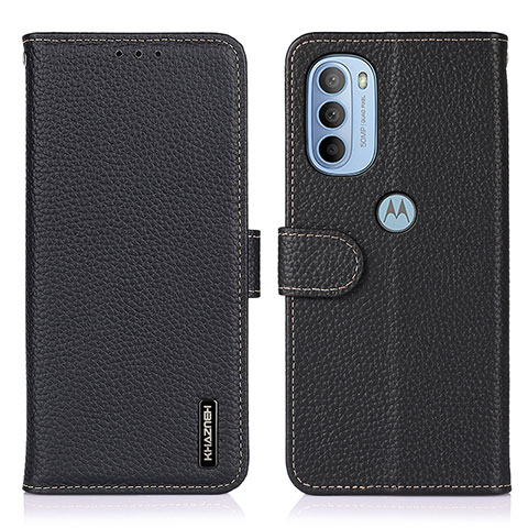 Funda de Cuero Cartera con Soporte Carcasa B01H para Motorola Moto G31 Negro