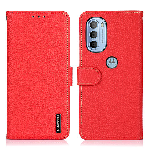 Funda de Cuero Cartera con Soporte Carcasa B01H para Motorola Moto G31 Rojo