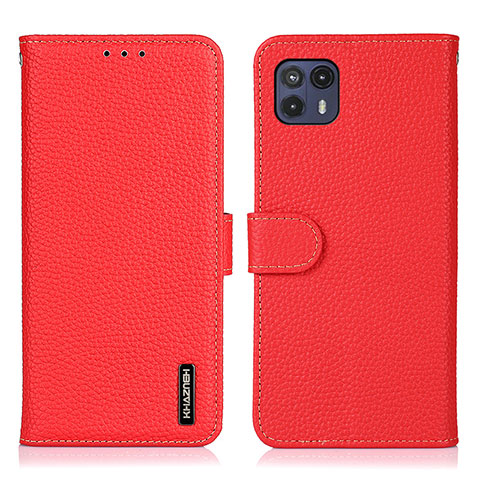 Funda de Cuero Cartera con Soporte Carcasa B01H para Motorola Moto G50 5G Rojo