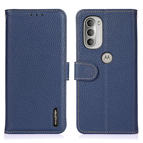 Funda de Cuero Cartera con Soporte Carcasa B01H para Motorola Moto G51 5G Azul